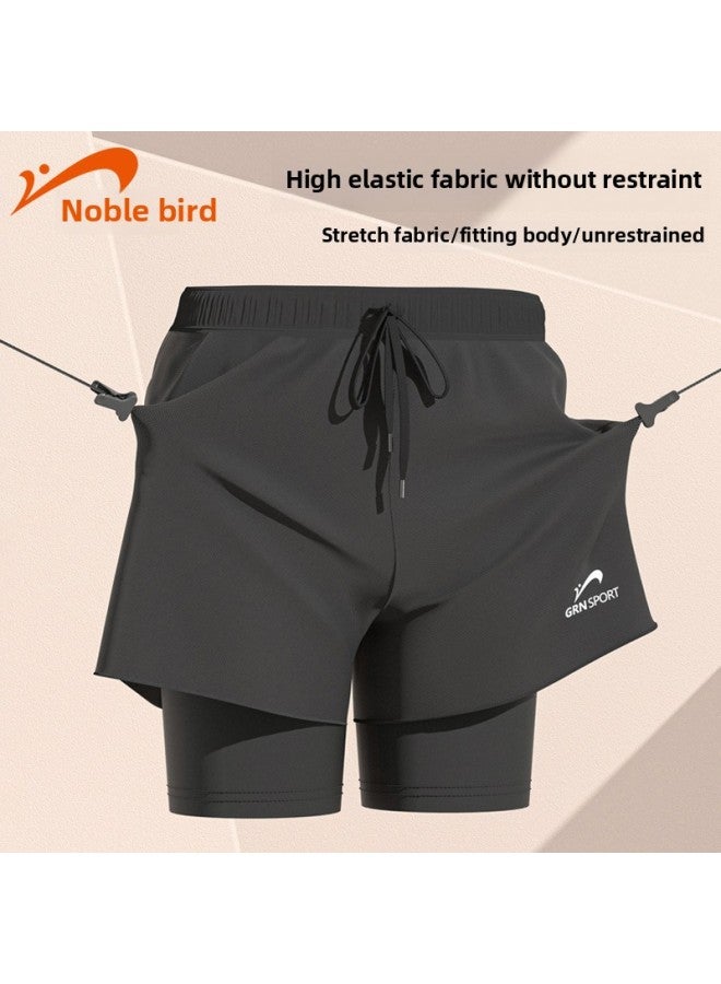 Loquat Noble Bird Swimsuit Men's Professional Double-layer Anti-embarrassment Swimming Trunks Sun Protection Men's Swimsuit Diving Suit Suit Wholesale-Color:Black Swimming Trunks- - Image 4