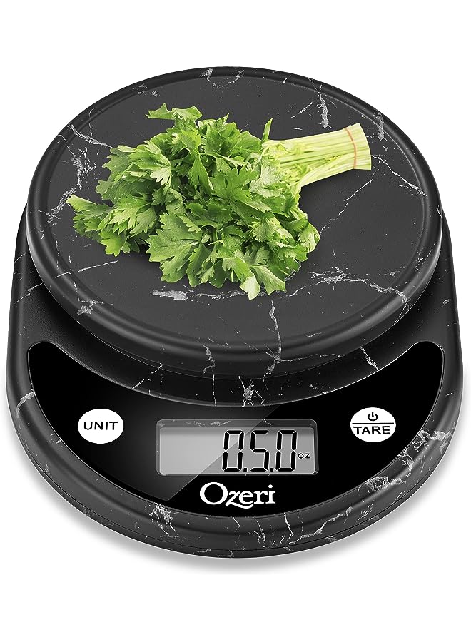 Ozeri ميزان مطبخ وطعام رقمي متعدد الوظائف برونتو، رخام أسود - Image 1