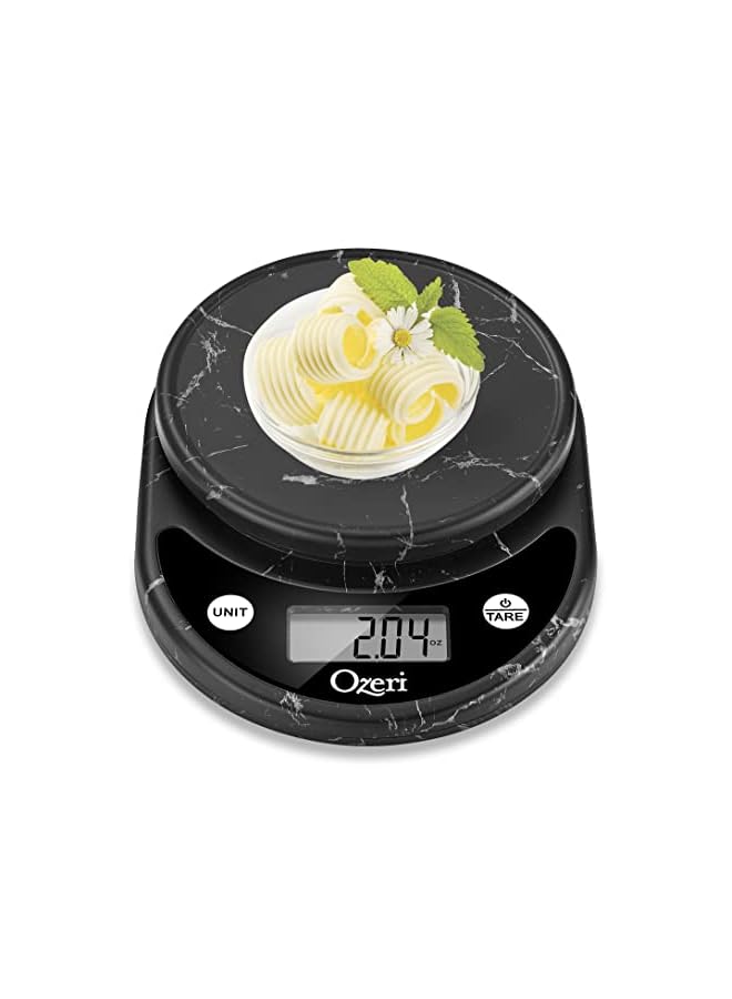 Ozeri ميزان مطبخ وطعام رقمي متعدد الوظائف برونتو، رخام أسود - Image 4