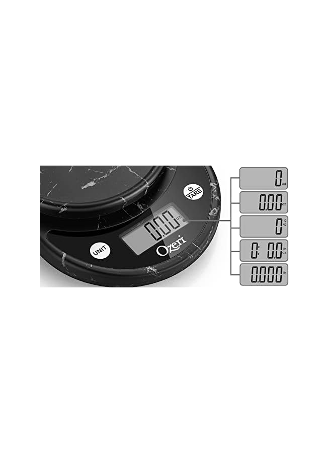 Ozeri ميزان مطبخ وطعام رقمي متعدد الوظائف برونتو، رخام أسود - Image 2