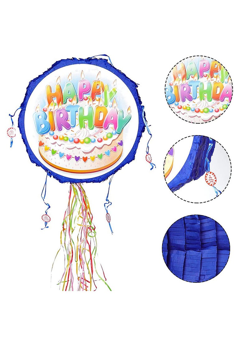 Party Time Pinata 18 inch Pull string Blue HBD Cake Design Pinata Game Activity Party Supplies And Decorations - Image 2