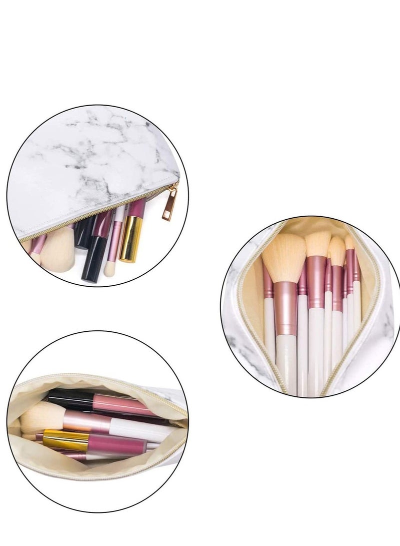 Zikra 2 Pieces Marble Makeup Bags Set Portable Travel Cosmetic Pouch Waterproof Toiletry Multi-Function Jewelry Organizers Storage Case with Golden Zipper for Women Girls - Image 3