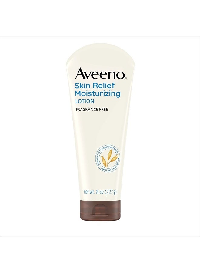 Aveeno Skin Relief Moisturizing Lotion for Very Dry Skin with Soothing Triple Oat & Shea Butter Formula, Dimethicone Skin Protectant Helps Heal Itchy, Dry Skin, Fragrance-Free, 8 fl. oz - Image 1