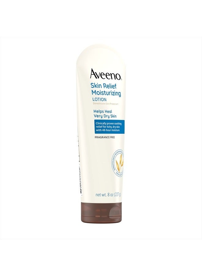 Aveeno Skin Relief Moisturizing Lotion for Very Dry Skin with Soothing Triple Oat & Shea Butter Formula, Dimethicone Skin Protectant Helps Heal Itchy, Dry Skin, Fragrance-Free, 8 fl. oz - Image 4