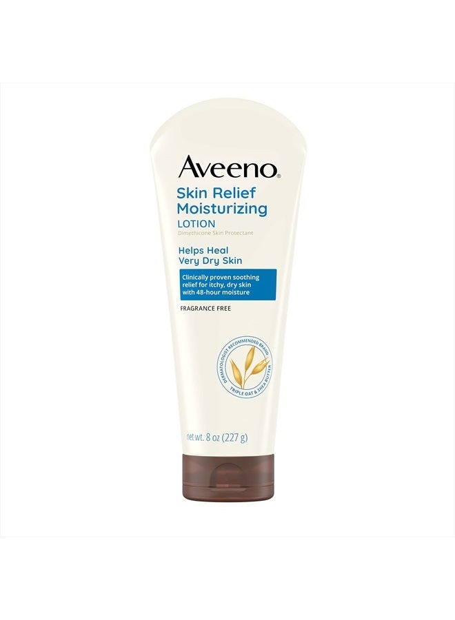 Aveeno Skin Relief Moisturizing Lotion for Very Dry Skin with Soothing Triple Oat & Shea Butter Formula, Dimethicone Skin Protectant Helps Heal Itchy, Dry Skin, Fragrance-Free, 8 fl. oz - Image 3