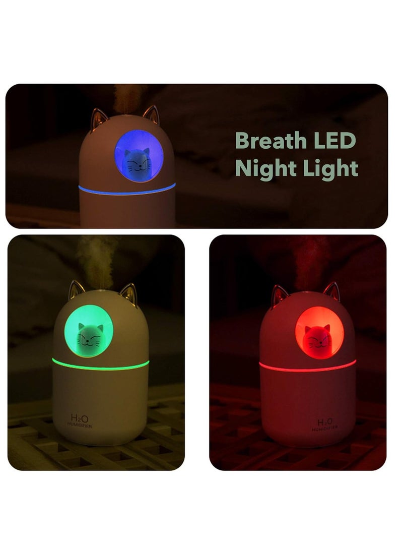 بيتشو مرطب هواء صغير لطيف على شكل قطة، سعة 300 مل، مرطب هواء للسيارة برذاذ بارد، إيقاف تشغيل تلقائي، ضوء ليلي LED، مرطب لغرفة نوم الطفل، المنزل، المكتب، السفر، أخضر - Image 5