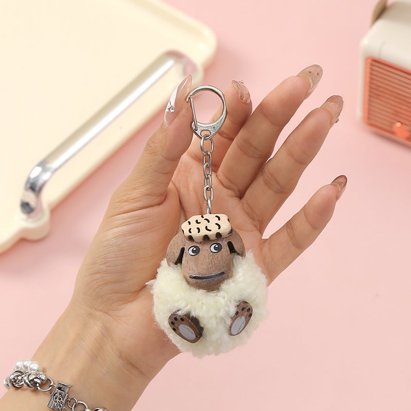 New Cute Creative Fur Ball Sheep Car Bag Keychain Pendant Super Cute Fur Lamb Style Pendant - Image 5