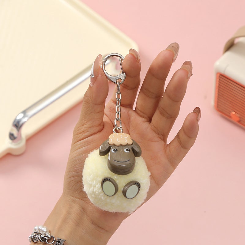 New Cute Creative Fur Ball Sheep Car Bag Keychain Pendant Super Cute Fur Lamb Style Pendant - Image 1