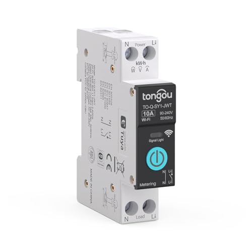 TONGOU DIY 1P+N Smart Wi-Fi Switch, Work with Alexa and Google Assistant for Voice Control, 10A with Energy Monitor, Smart Life/Tuya APP Remote Control, Timer Functions, DIN Rail Mounted,FCC Certified - Image 1