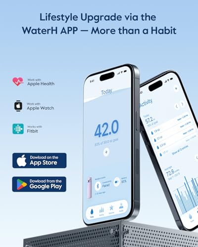 WaterH BOOST Smart Water Bottle that Reminds You to Drink 24oz BPAFree Stainless Steel Vacuum Insulated Wide Mouth Water Tracker Bottle with APP for School Gym Office Ideal for Fathers Day - Image 3