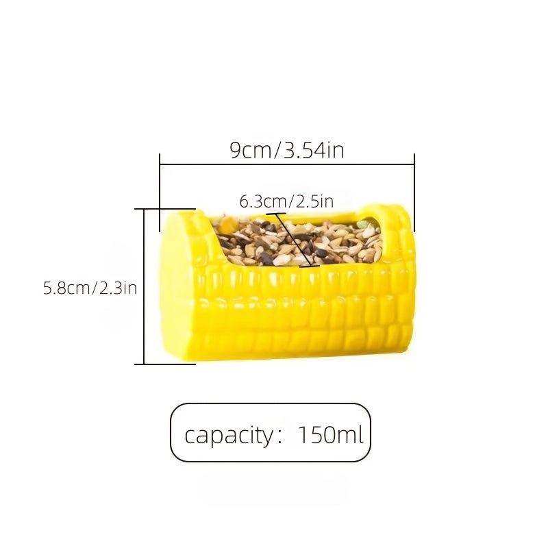 Ceramic Non Slip Corn Shaped Feeding Bowl for Small Hamsters Golden Bears Meerkats - Image 2