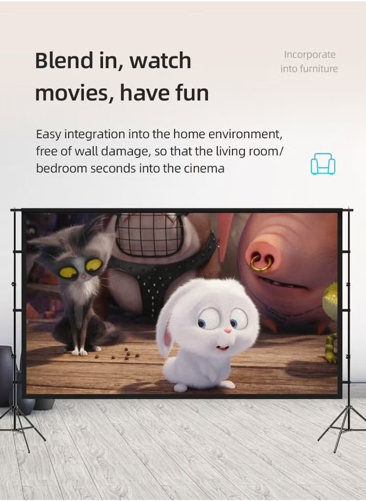 XiuWoo - 150 inch 16:9 Outdoor and Indoor Portable Projector Screen with 2.6M High Tripod Stands - Image 1