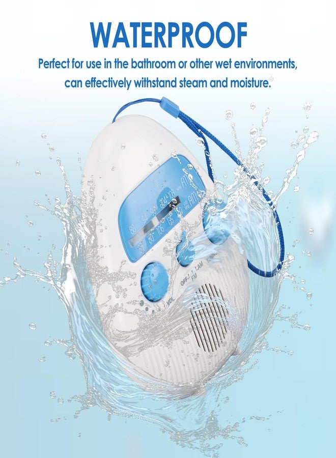 Zopsc Shower Radio Built in Speaker, Hanging Bathroom Radio with Rotating Knob for Easy Tuning and Volume Control. - Image 2