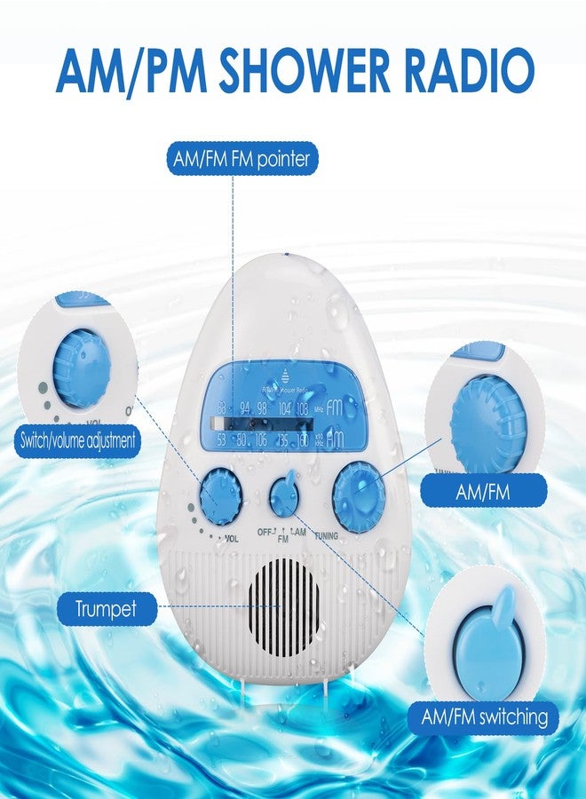Zopsc Shower Radio Built in Speaker, Hanging Bathroom Radio with Rotating Knob for Easy Tuning and Volume Control. - Image 3