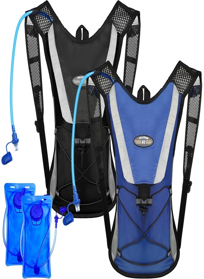 Reginary 2 Pack Hydration Backpack Pack with 2L Water Bladder, Hiking Backpack with Hydration Bladder Water Rucksack Backpack Bladder Bag Cycling Bicycle Bike/Hiking Climbing Pouch (Black, Blue) - Image 1