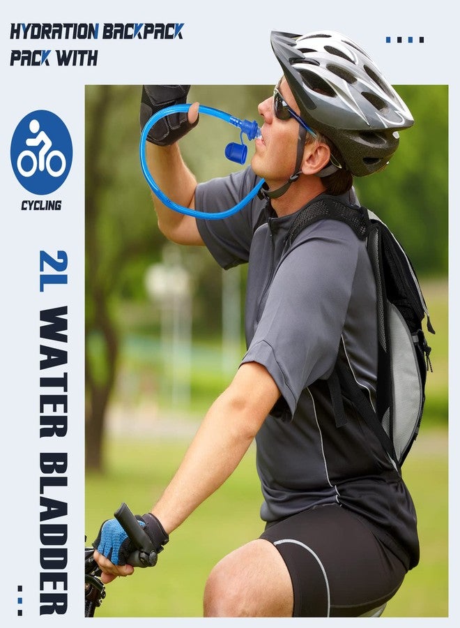 Reginary 2 Pack Hydration Backpack Pack with 2L Water Bladder, Hiking Backpack with Hydration Bladder Water Rucksack Backpack Bladder Bag Cycling Bicycle Bike/Hiking Climbing Pouch (Black, Blue) - Image 2