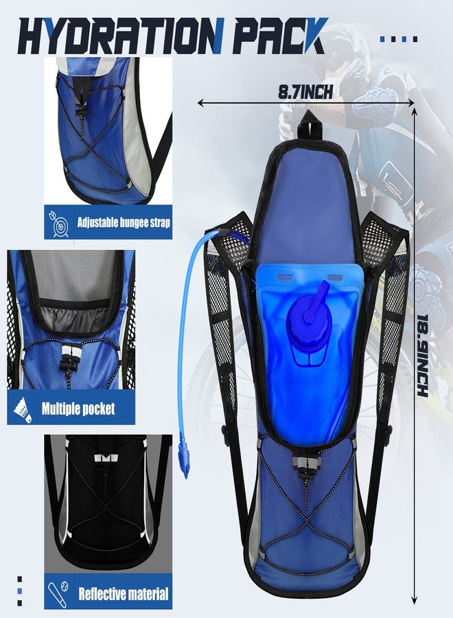 Reginary 2 Pack Hydration Backpack Pack with 2L Water Bladder, Hiking Backpack with Hydration Bladder Water Rucksack Backpack Bladder Bag Cycling Bicycle Bike/Hiking Climbing Pouch (Black, Blue) - Image 3