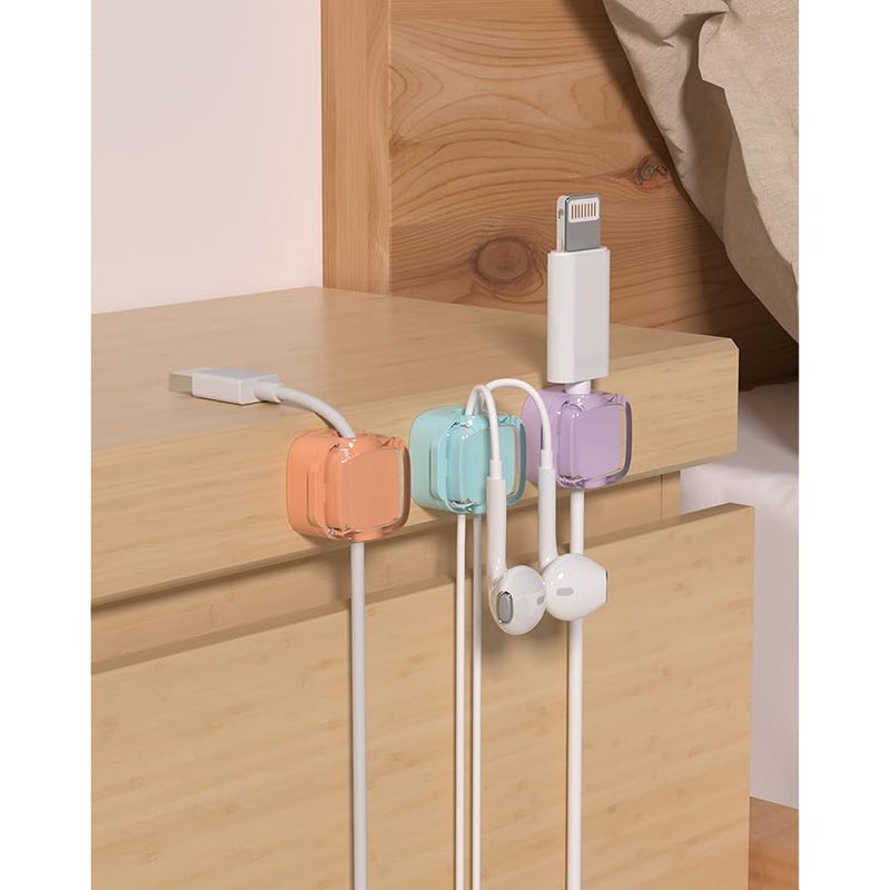 COOCAT Magnetic Cable Clips, Adjustable Cord Holder for Under Desk Cable Management, Adhesive Wire Keeper Organizer for Home Office Desk Phone Car Wall Desktop Nightstand (8-Pack Crystal Multicolor) - Image 3