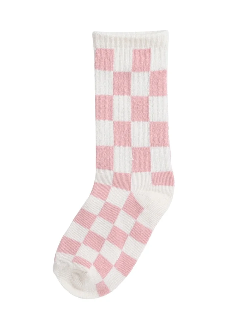 victor and jane Girls 3 Pairs Checkered Crew Length Socks