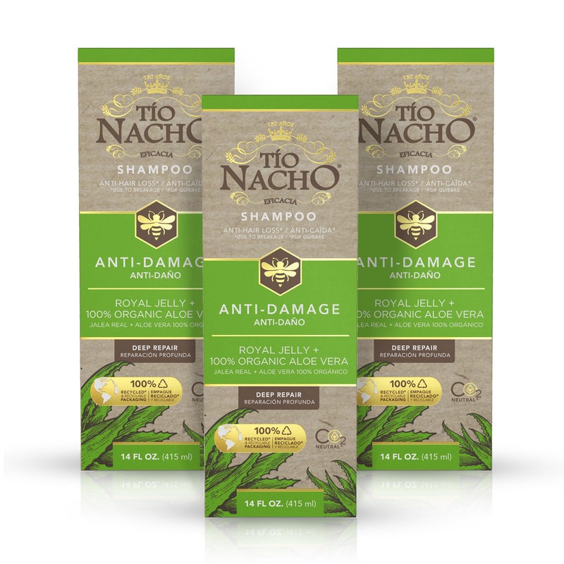 Tio Nacho Aloe Vera Deep Repair Shampoo Organic Aloe Vera and Royal Jelly for Hair Repair and Protection with Vegetable Keratin for Strength and Shine Paraben Salt SiliconeFree 14 Oz 3 Pack
