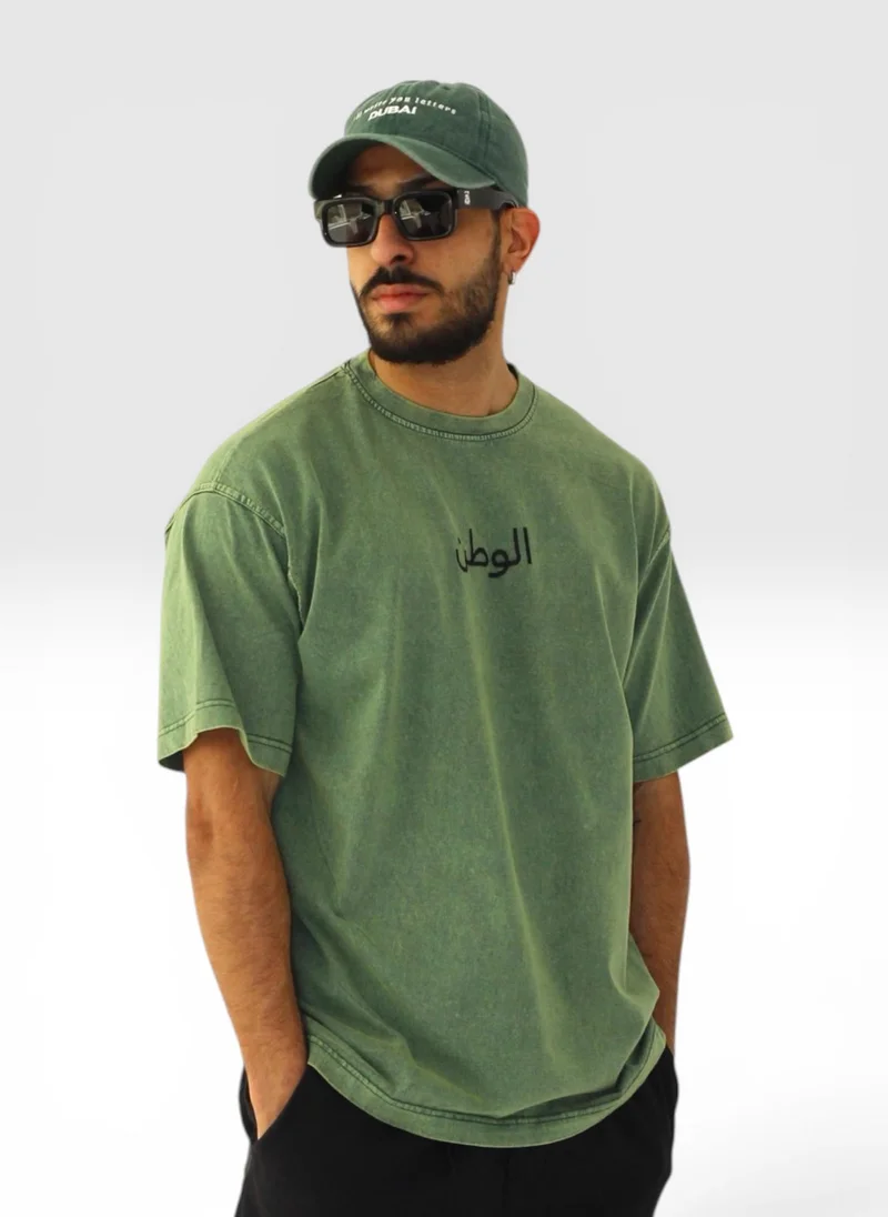 I'LL WRITE YOU LETTERS Acid Wash Tee in Green