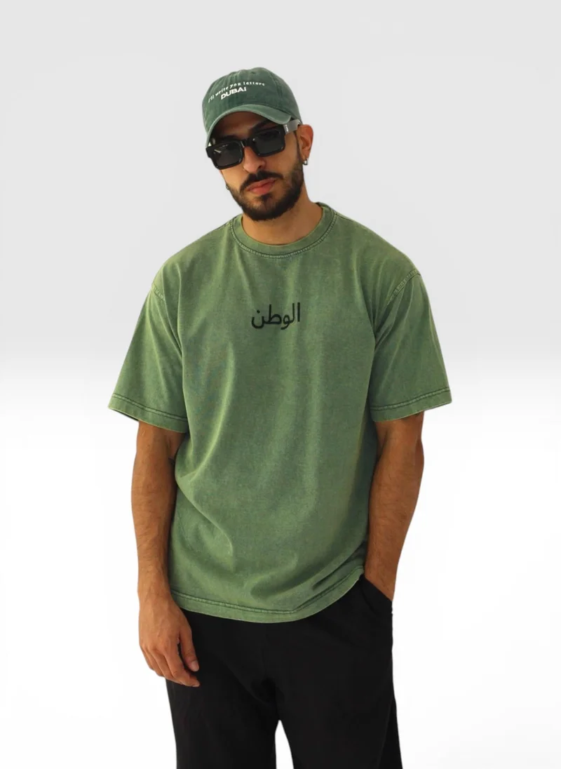 Acid Wash Tee in Green
