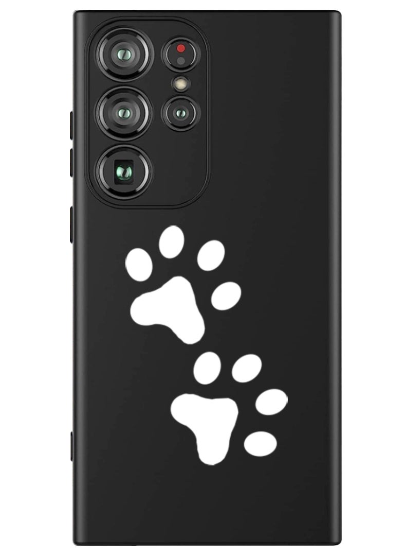 Theodor Protective Slim Fit Case Liquid Silicone Cover with Full Body Protection Anti-Scratch Shockproof Case For Samsung Galaxy S24 Ultra (Black) - Paw - White - Image 1