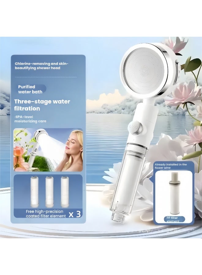 Filtered Shower Head with Handheld, High Pressure Showerhead Filter for Hard Water - 3 Spray Modes, Adjustable Angle Shower Head Water Softener, Removable Filtering Showerhead with 3 Extra Filters - Image 1