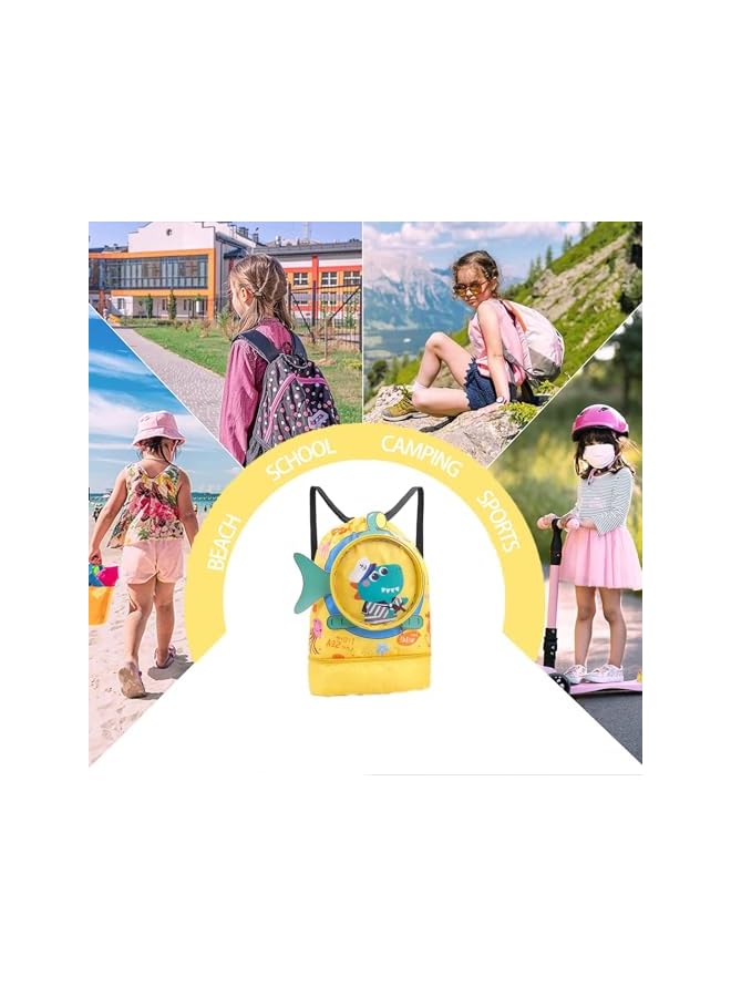 S-TOP Kids Swim Backpack â€“ Waterproof Dry/Wet Compartment Bag for Swimmers | Separate Storage for Wet Clothes & Dry Items, Lightweight Sport Knapsack for Pool, Beach, Swim Lessons (Crocodile Design)â€‹ - Image 3