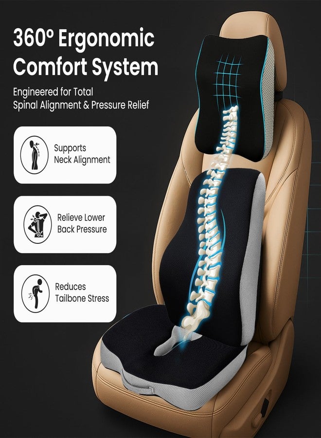 Sleepsia Orthopedic Back Support for Office Chair 1 Year Warranty Lumbar Support for Office Chair, Car Seat Back Support, Memory Foam Pillow (Memory Foam, Car Seat Combo 3 in 1) - Image 2