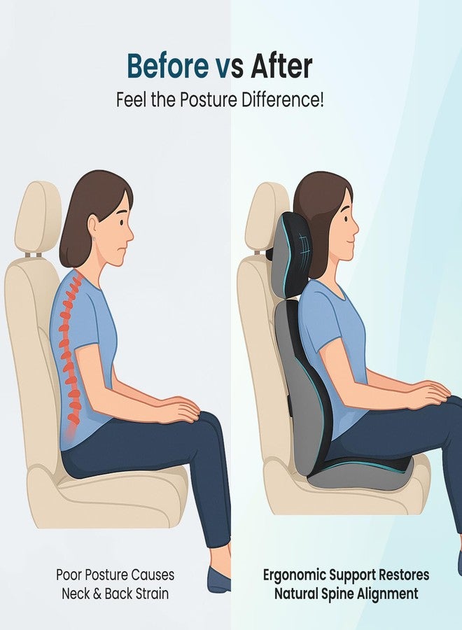 Sleepsia Orthopedic Back Support for Office Chair 1 Year Warranty Lumbar Support for Office Chair, Car Seat Back Support, Memory Foam Pillow (Memory Foam, Car Seat Combo 3 in 1) - Image 3