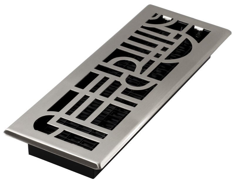 Dcor Grates ADH414NKL Art Deco Floor Register 4x14 Inches Brushed Nickel 1 Pack