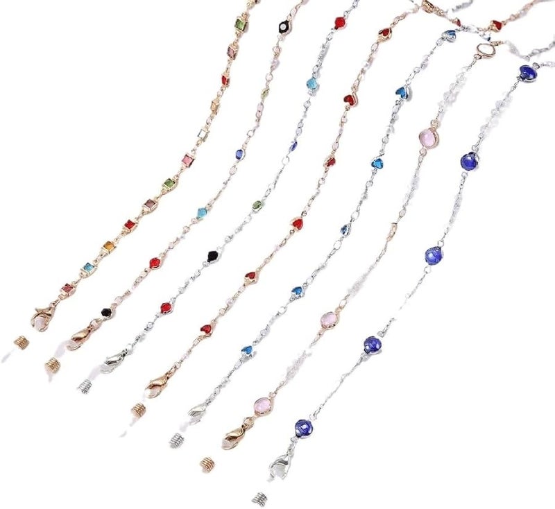 75 Cm Blue Neck Hanging Glasses Chain With Pearl Crystal Bead Electroplating - Image 1