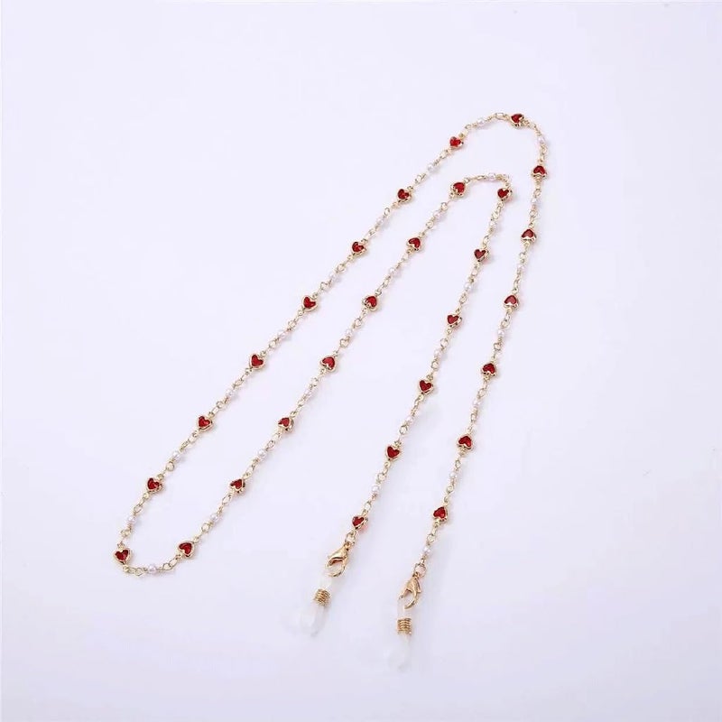 75 Cm Blue Neck Hanging Glasses Chain With Pearl Crystal Bead Electroplating - Image 5