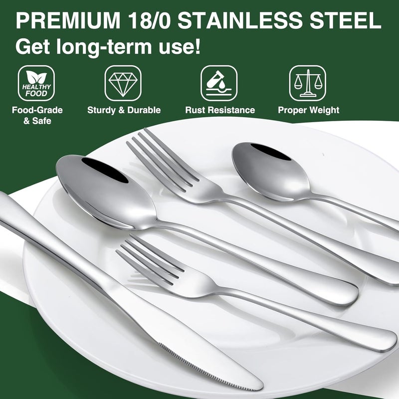 AIVIKI 60Piece Silverware Set with OrganizerAIVIKI Stainless Steel Flatware Set for 12Cutlery Utensil Sets for Home RestaurantTableware Set Include forks spoons and knivesMirror PolishedDishwasher Safe - Image 2