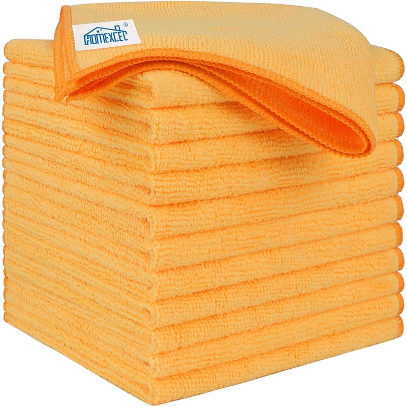 HOMEXCEL Yellow Microfiber Cleaning Cloths 12 Pack 125 x 125 inch Microfiber Towel for Cars Ultra Absorbent Car Washing Cloth Lint Free Streak Free Cleaning Rags for Car Kitchen and Window - Image 2