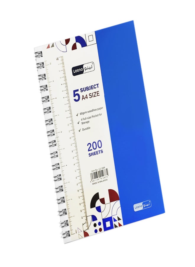 LEENO PP Spiral Notebook A4 5sub 200s 