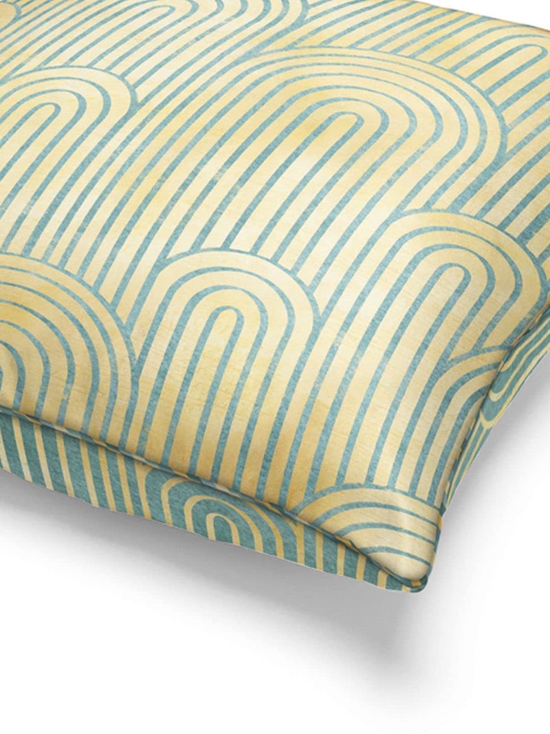 BIANCA Designer Reversible Printed Silk Linen Cushion Covers -1pc 16 X16 Size (Suzane) | Silk-Linen Luxury Cushion Cover | with Contrast Front & Back Digital Print - Hidden Zipper Geometric-Teal/Gold - Image 4