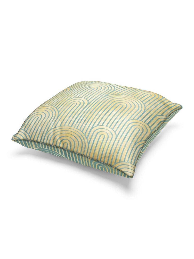BIANCA Designer Reversible Printed Silk Linen Cushion Covers -1pc 16 X16 Size (Suzane) | Silk-Linen Luxury Cushion Cover | with Contrast Front & Back Digital Print - Hidden Zipper Geometric-Teal/Gold - Image 2