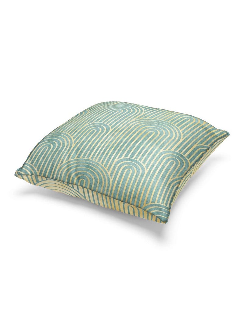 BIANCA Designer Reversible Printed Silk Linen Cushion Covers -1pc 16 X16 Size (Suzane) | Silk-Linen Luxury Cushion Cover | with Contrast Front & Back Digital Print - Hidden Zipper Geometric-Teal/Gold - Image 3