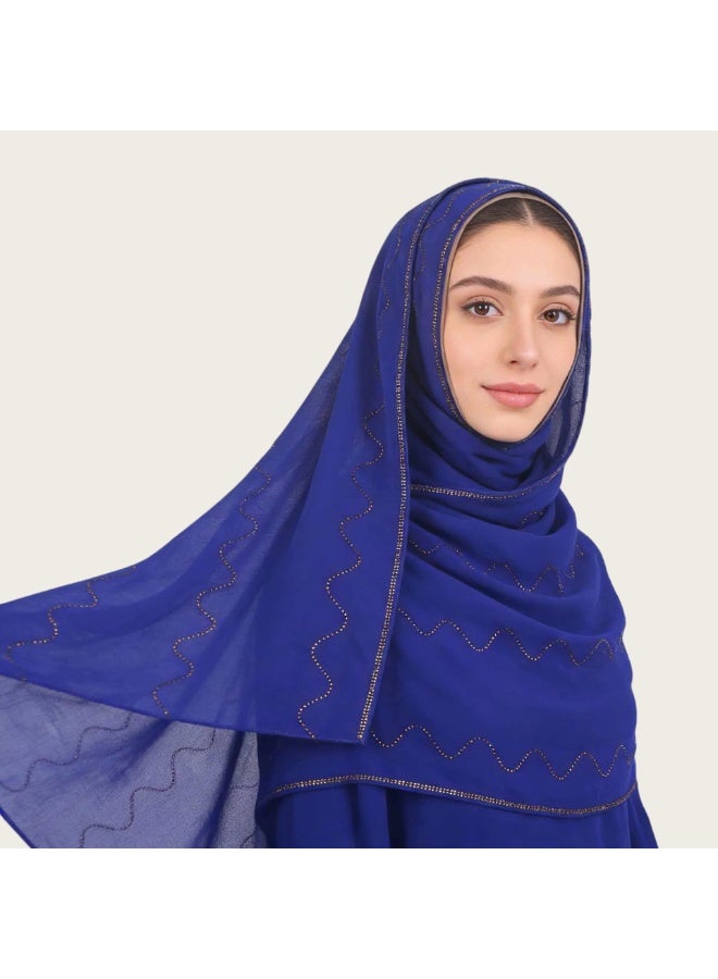 حجاب شيفون لؤلؤي بمزخرف خرز موجي | حجاب أنيق للنساء الشرق أوسطيات