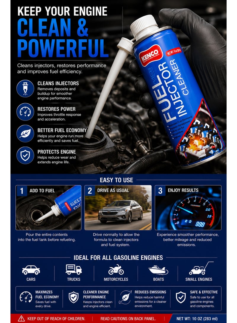 Fuel Injector Cleaner 283ml – Fuel System Cleaner for Gasoline Engines Improves Fuel Economy and Engine Performance - Image 3