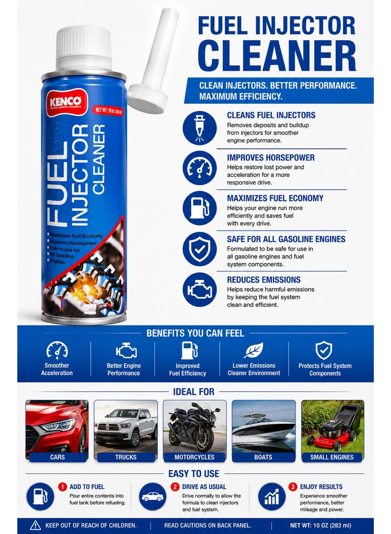 Fuel Injector Cleaner 283ml – Fuel System Cleaner for Gasoline Engines Improves Fuel Economy and Engine Performance - Image 5