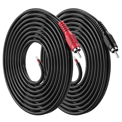 Ullnosoo RCA to Speaker Wire, 18AWG 2 Pack 6ft RCA Male Plug Adapter to Bare Cable Open End, UIInosoo Audio Cable, Red and Black - Image 1