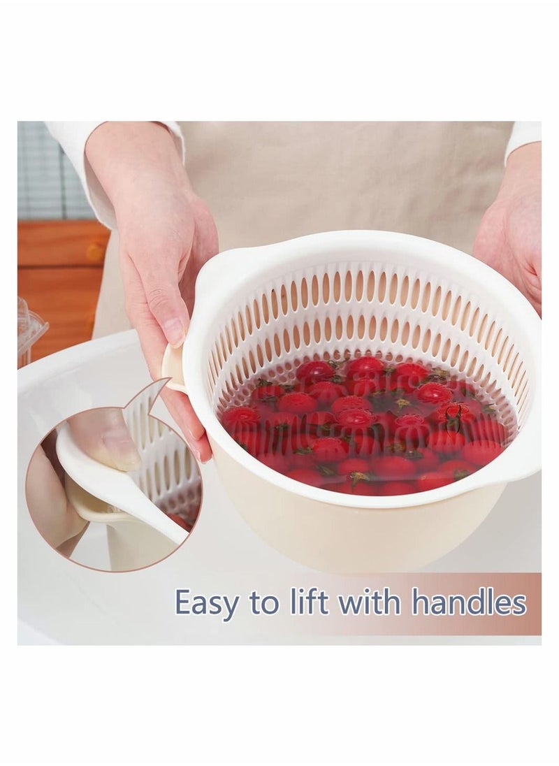 Y&D 2 In 1 Kitchen Colander Set with Bowl Strainer BPA Free Plastic Fruits and Vegetable Washing Basket Dishwasher Friendly Double Layered Drain Basin for Pasta Salad Berry Cleaning Mixing  - Image 4