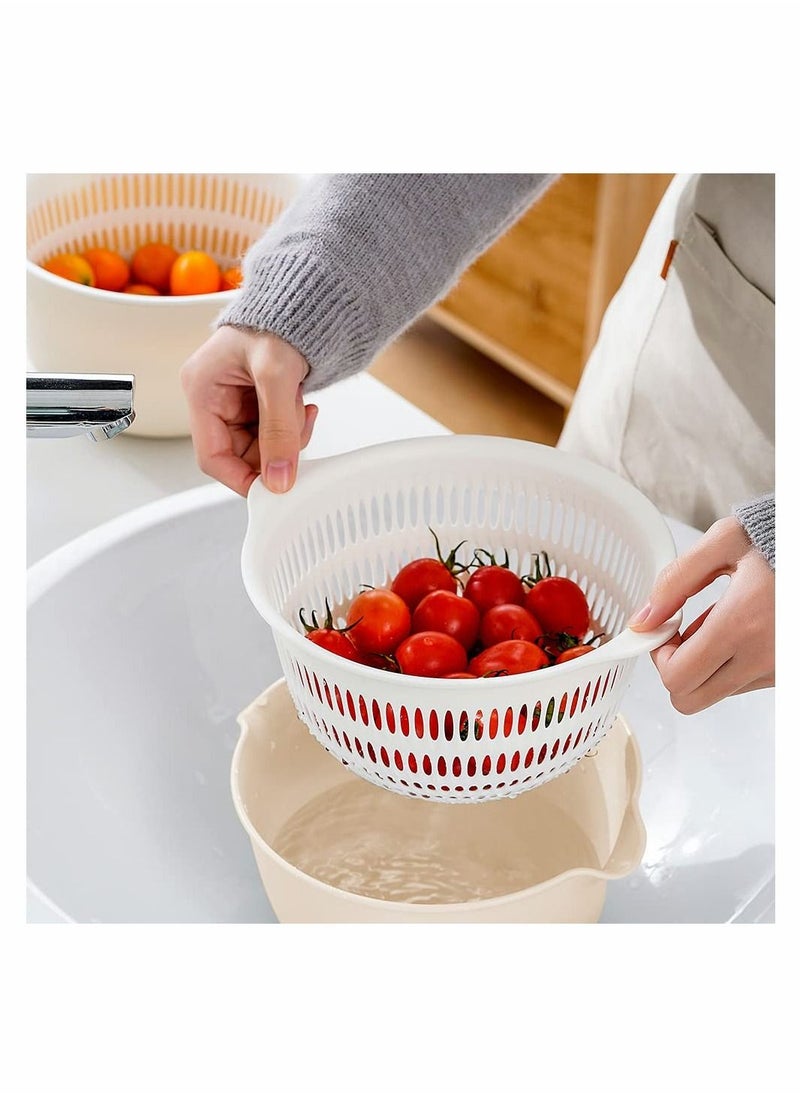 Y&D 2 In 1 Kitchen Colander Set with Bowl Strainer BPA Free Plastic Fruits and Vegetable Washing Basket Dishwasher Friendly Double Layered Drain Basin for Pasta Salad Berry Cleaning Mixing  - Image 2