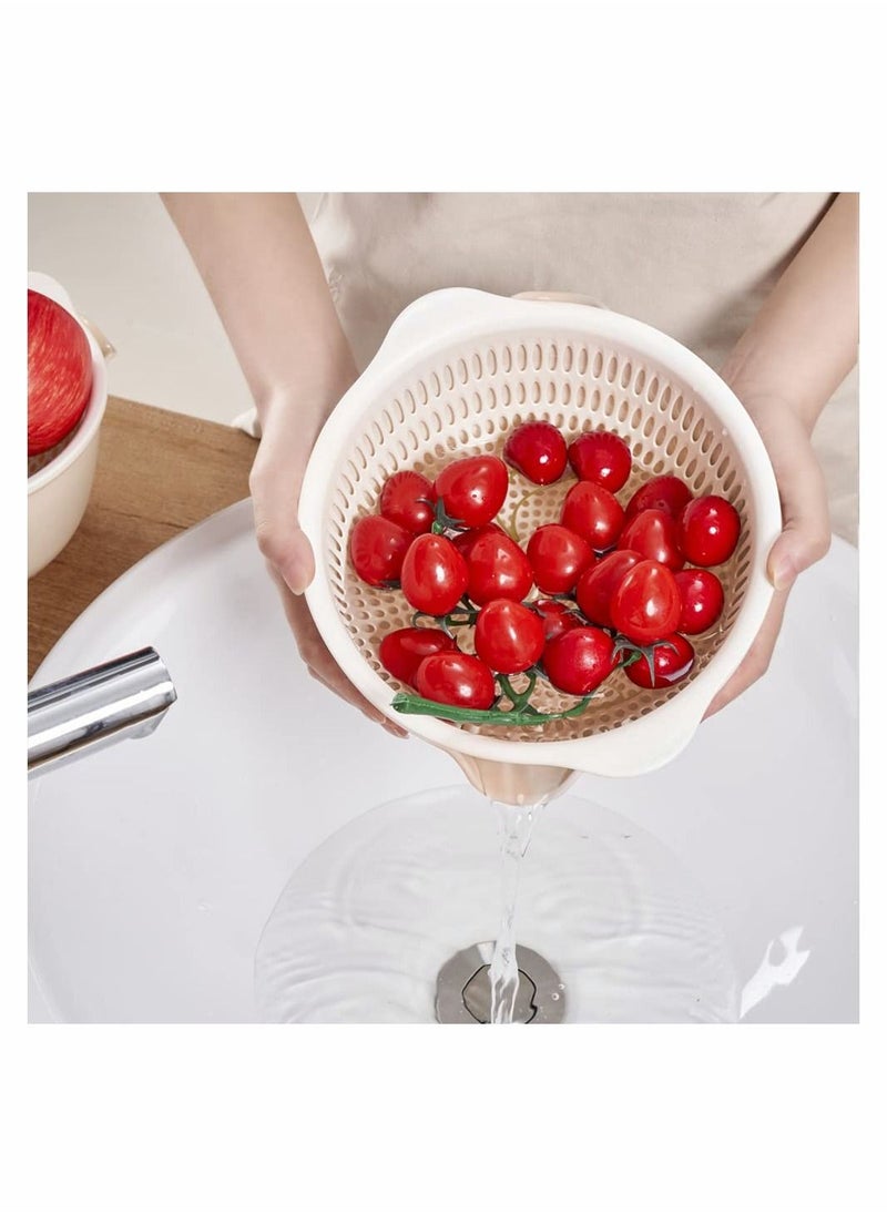 Y&D 2 In 1 Kitchen Colander Set with Bowl Strainer BPA Free Plastic Fruits and Vegetable Washing Basket Dishwasher Friendly Double Layered Drain Basin for Pasta Salad Berry Cleaning Mixing  - Image 5