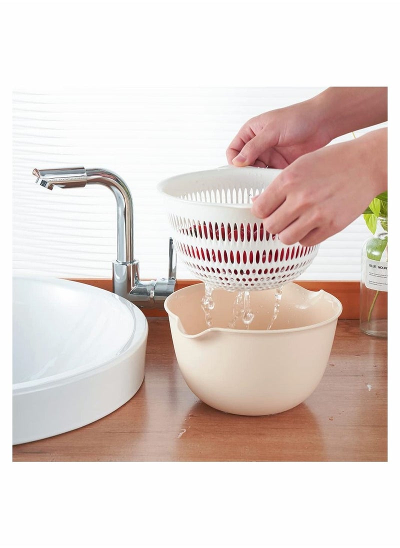 Y&D 2 In 1 Kitchen Colander Set with Bowl Strainer BPA Free Plastic Fruits and Vegetable Washing Basket Dishwasher Friendly Double Layered Drain Basin for Pasta Salad Berry Cleaning Mixing  - Image 3