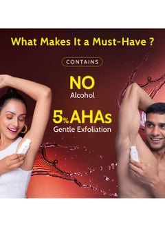 Chemist at Play Chemist at Play UnderArm Roll-On with 5% AHA, Lactic Acid & 1% Mandelic Acid | Prevents Body Odour, Brightens Skin & Exfoliates Underarm | For Sensitive Skin | Royal Oudh Fragrance | Alcohol Free-40ml  - Image 3