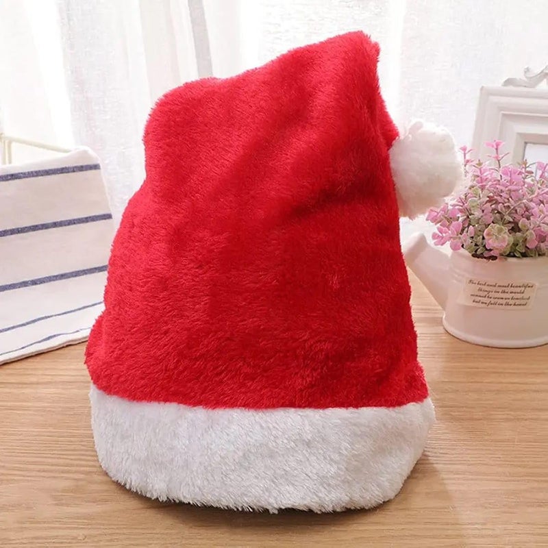 Unisex Santa Claus Plush Fur Christmas Cap, Set of 3, Red - Image 2